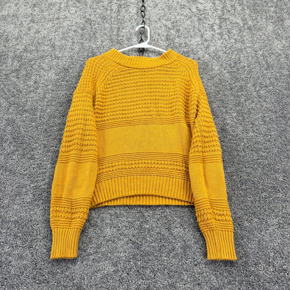 Universal Thread Sweater Womens S Yellow Knit Crewneck Raglan Sleeve